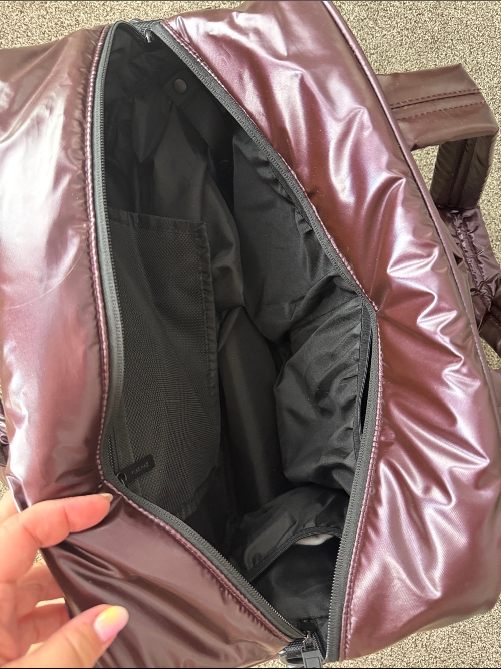 Calpak Quilted Duffel Bag - Glazed Dark Cherry - Picture 2 of 6